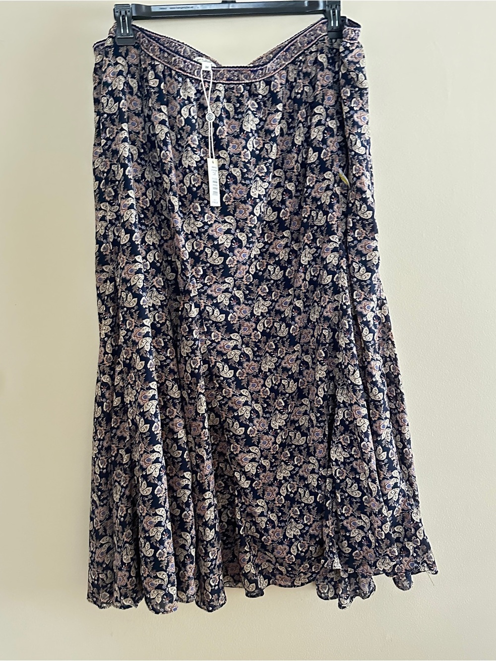 NEW with Tag Max Studio London Floral Maxi Lined Navy Women's Skirt, Sz 3X
